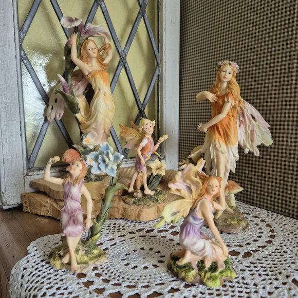 Romantic Fairies Figurine - Vintage 2001 - Fairy in Orange Dress Trinket - Picture 5 of 5